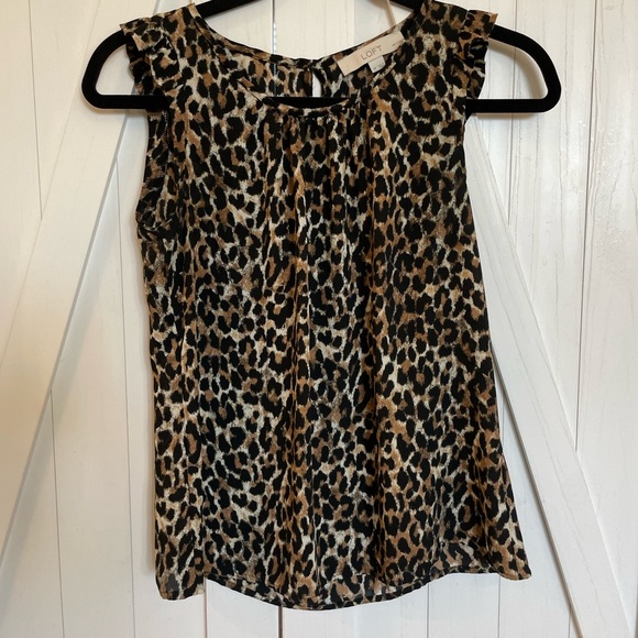 LOFT Tops - Ann Taylor LOFT cheetah print tank with shoulder detail